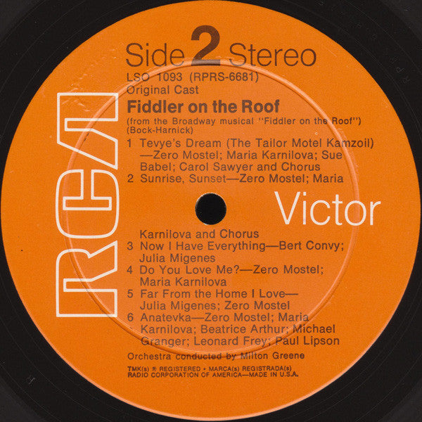 "Fiddler On The Roof" Original Broadway Cast Groovy lp Coaster - Zero Mostel In Fiddler On The Roof (The Original Broadway Cast Recording)