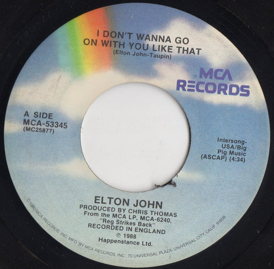 Elton John Groovy 45 Coaster - I Don't Wanna Go On With You Like That