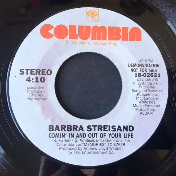 Barbra Streisand Groovy Coaster - Comin' In And Out Of Your Life (Side 1)