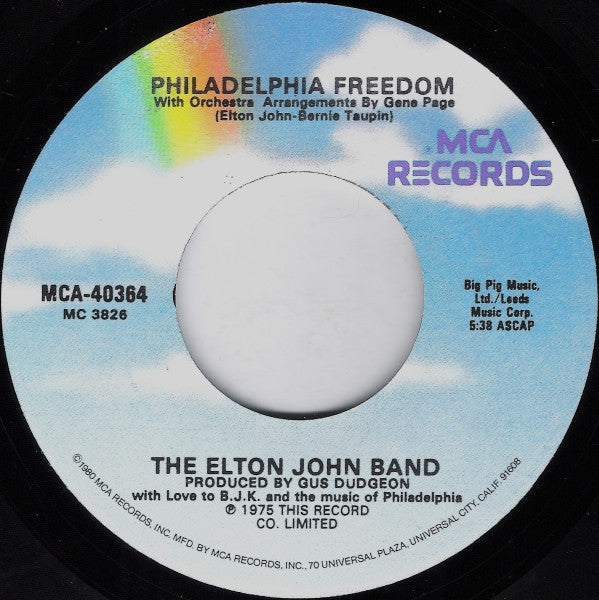 Elton John Band Groovy 45 Coaster - Philadelphia Freedom / I Saw Her Standing There