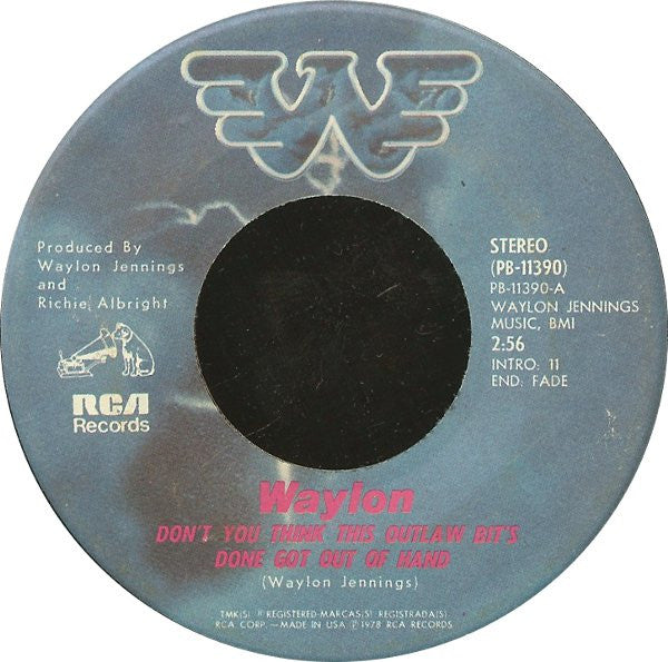 Waylon Jennings Groovy 45 Coaster - Don't You Think This Outlaw Bit's Done Got Out Of Hand