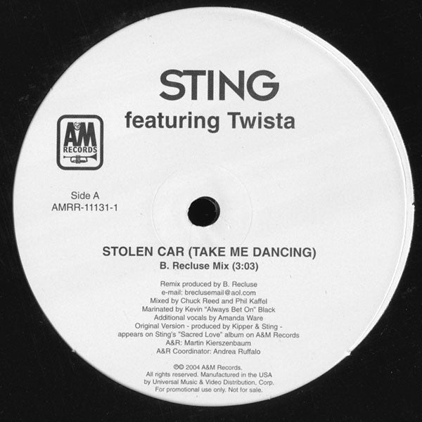 Sting Groovy 12"  Coaster - Stolen Car (Take Me Dancing)