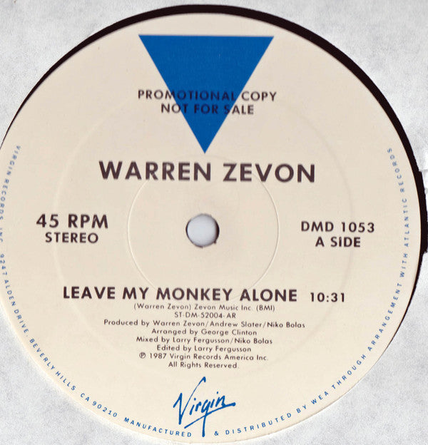 Warren Zevon Groovy 12" Coaster - Leave My Monkey Alone