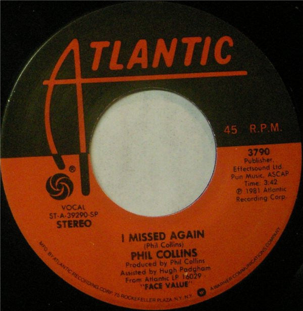 Phil Collins Groovy 45 Coaster - I Missed Again