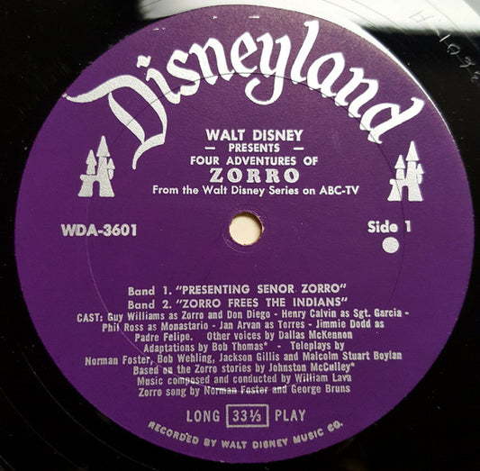 Walt Disney Groovy lp Coaster - Four Adventures Of Zorro