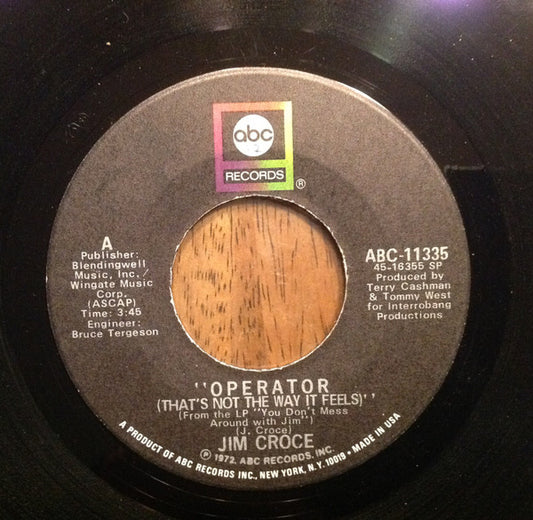 Jim Croce Groovy 45 Coaster - Operator (That's Not The Way It Feels)