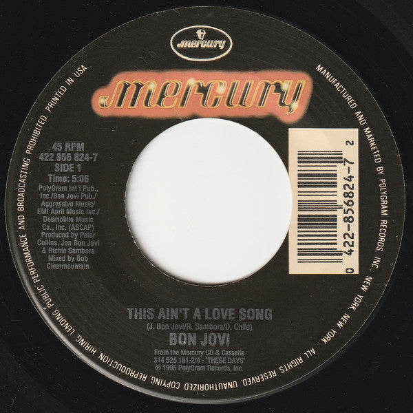 Bon Jovi Groovy 45 Coaster - This Ain't A Love Song