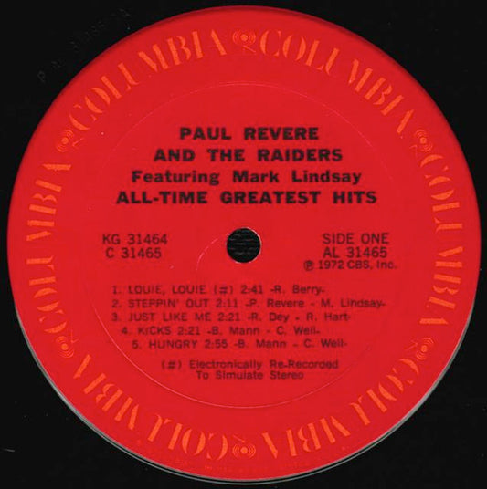 Paul Revere & The Raiders Groovy Coaster - All-Time Greatest Hits