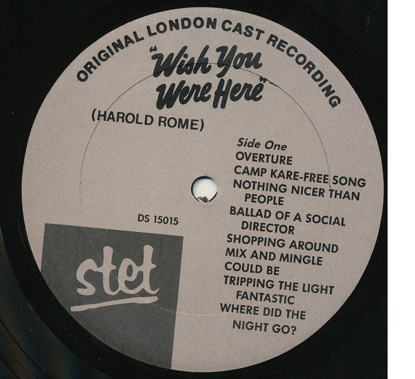 Harold Rome Groovy lp Coaster - Wish You Were Here (Original London Cast Recording)