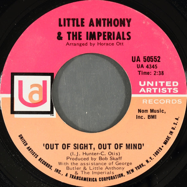 Little Anthony & The Imperials Groovy 45 Coaster - Out Of Sight, Out Of Mind / Summer's Comin' In