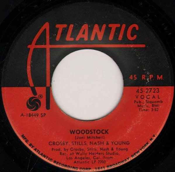 Crosby, Stills, Nash & Young Groovy 45 Coaster - Woodstock / Helpless